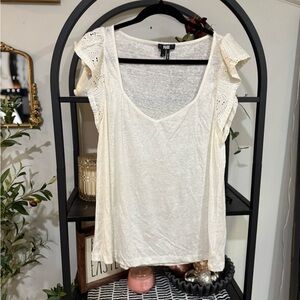 PAIGE Cream Flutter Sleeve Ruffled Blouse size xl